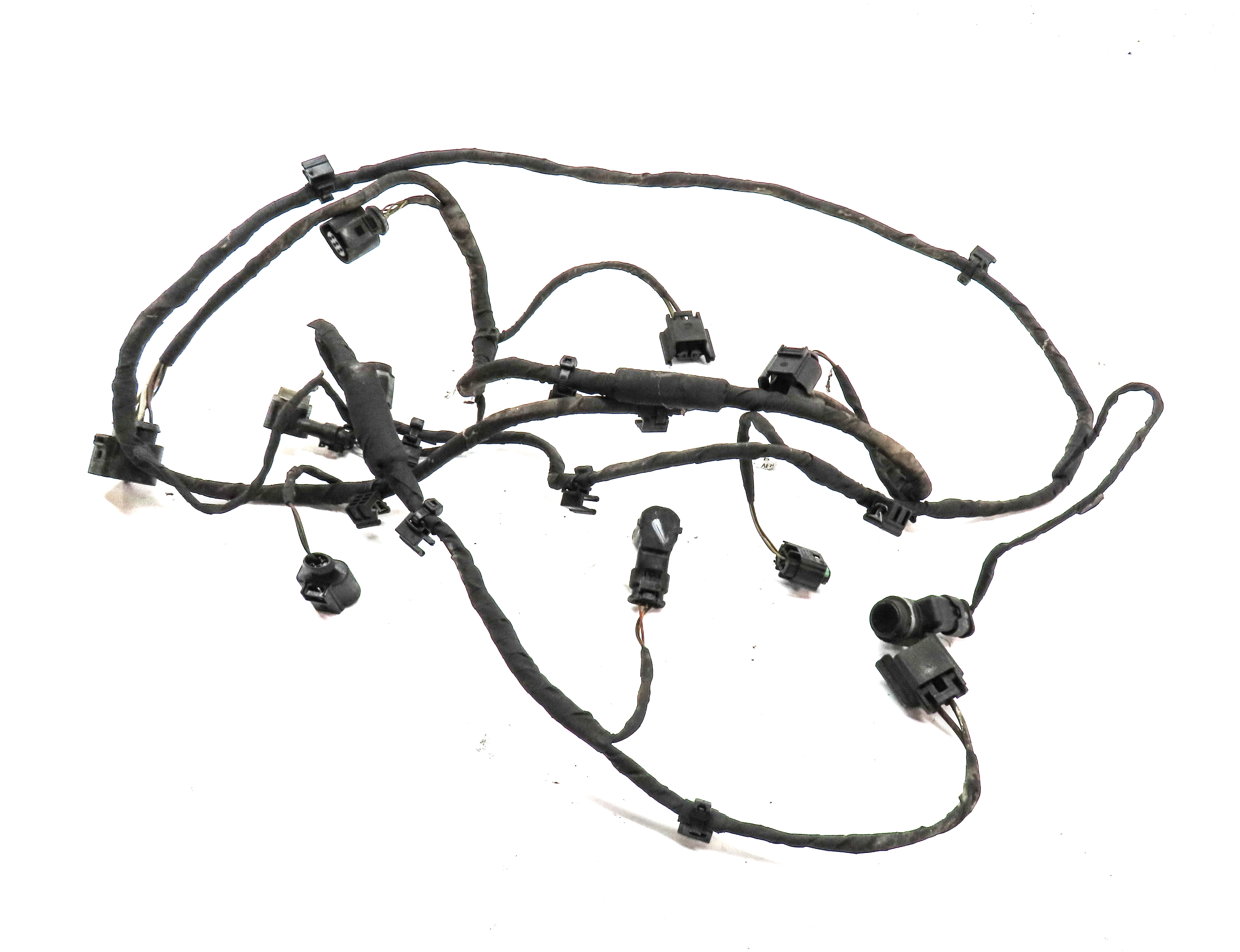 2011 AUDI Q7 (4L) FRONT PARK ASSIST PDC SENSOR SET4 (2 SILVER 2 BLACK) & HARNESS — exact item pictured